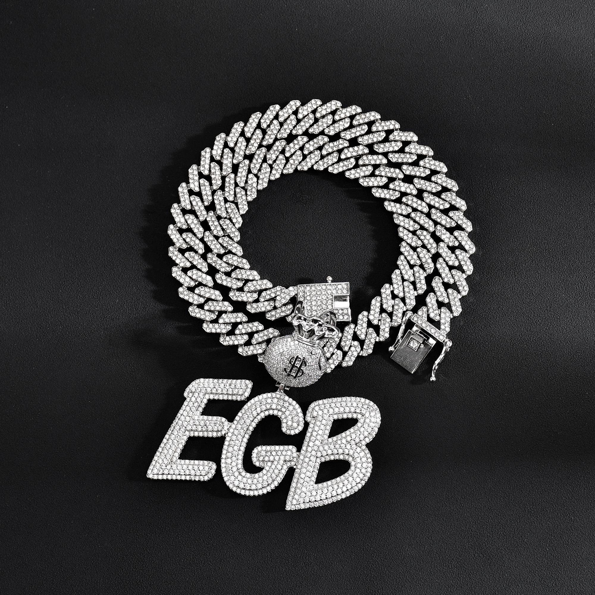 Rapper Chain Letters Personalized Letters Money Bag Pendant Necklace,custom Nameplate Cuban ...