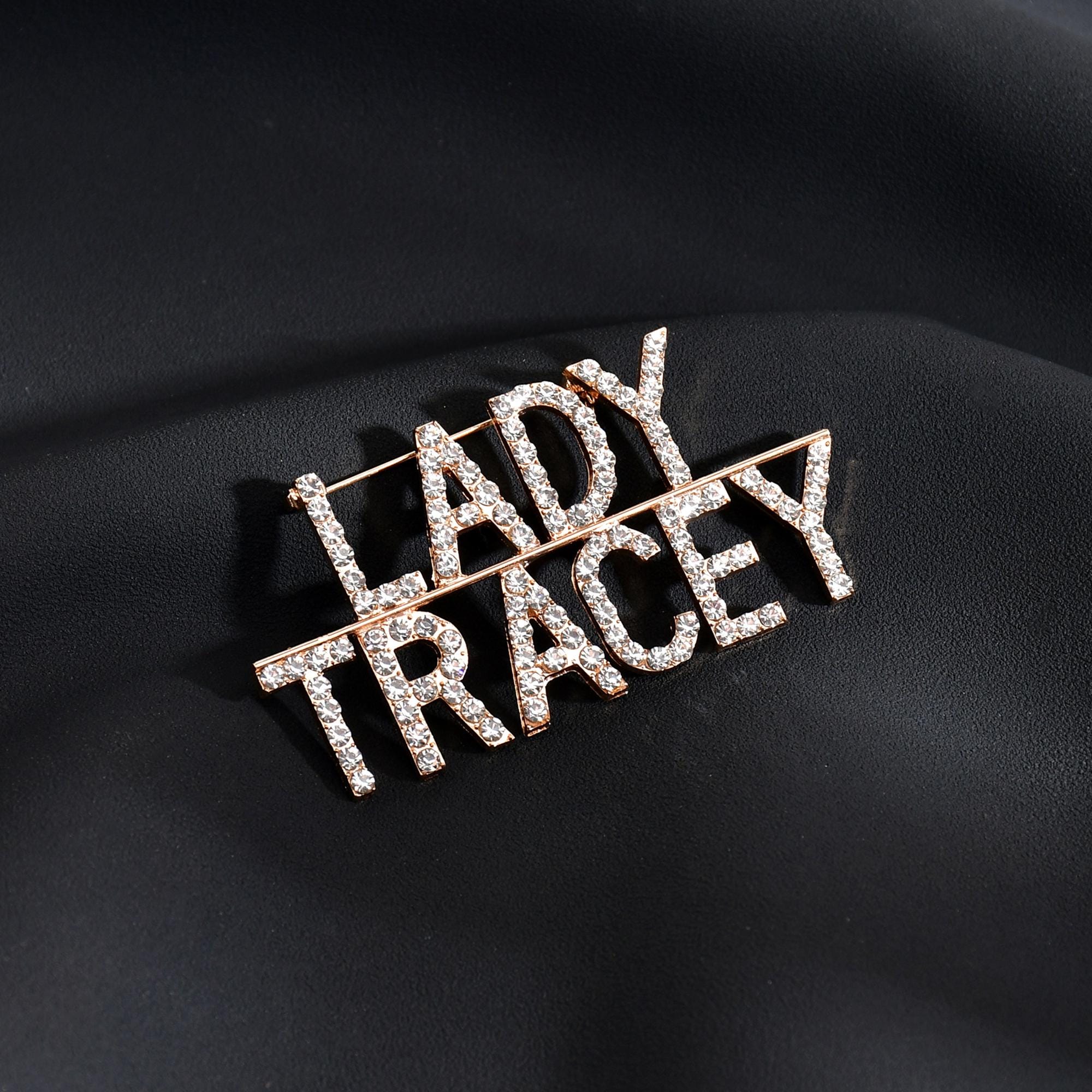 Custom Name Brooch With Crown - Full Rhinestone Monogram Initial Letter Pin, Stainless Steel Personalized Jewelry