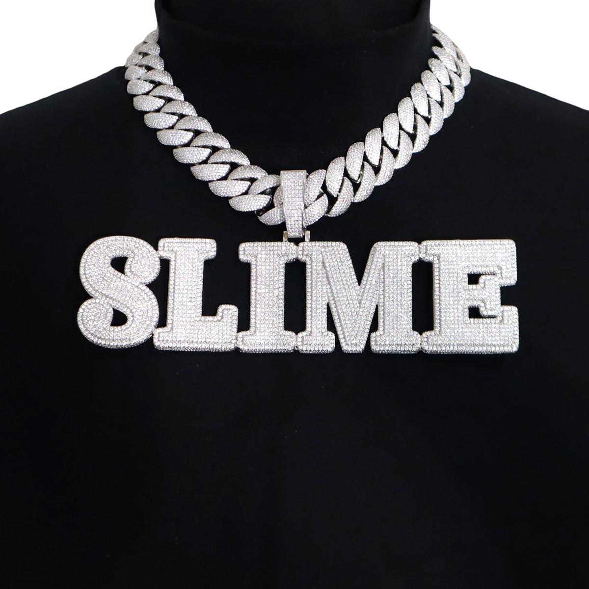 Custom Big Size Letters Pendant Necklace: Zirconia Diamond 24MM