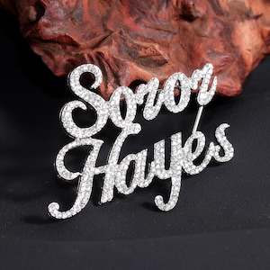 Custom Cursive Letters Soror Name Pin, Sparkle Name Brooch, Personalised  Soror Name Lapel Pin, Sorority Gifts, Sorority Badge for Events