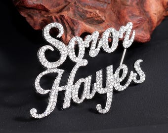Custom Cursive Letters Soror Name Pin, Sparkle Name Brooch, Personalised  Soror Name Lapel Pin, Sorority Gifts, Sorority Badge for Events