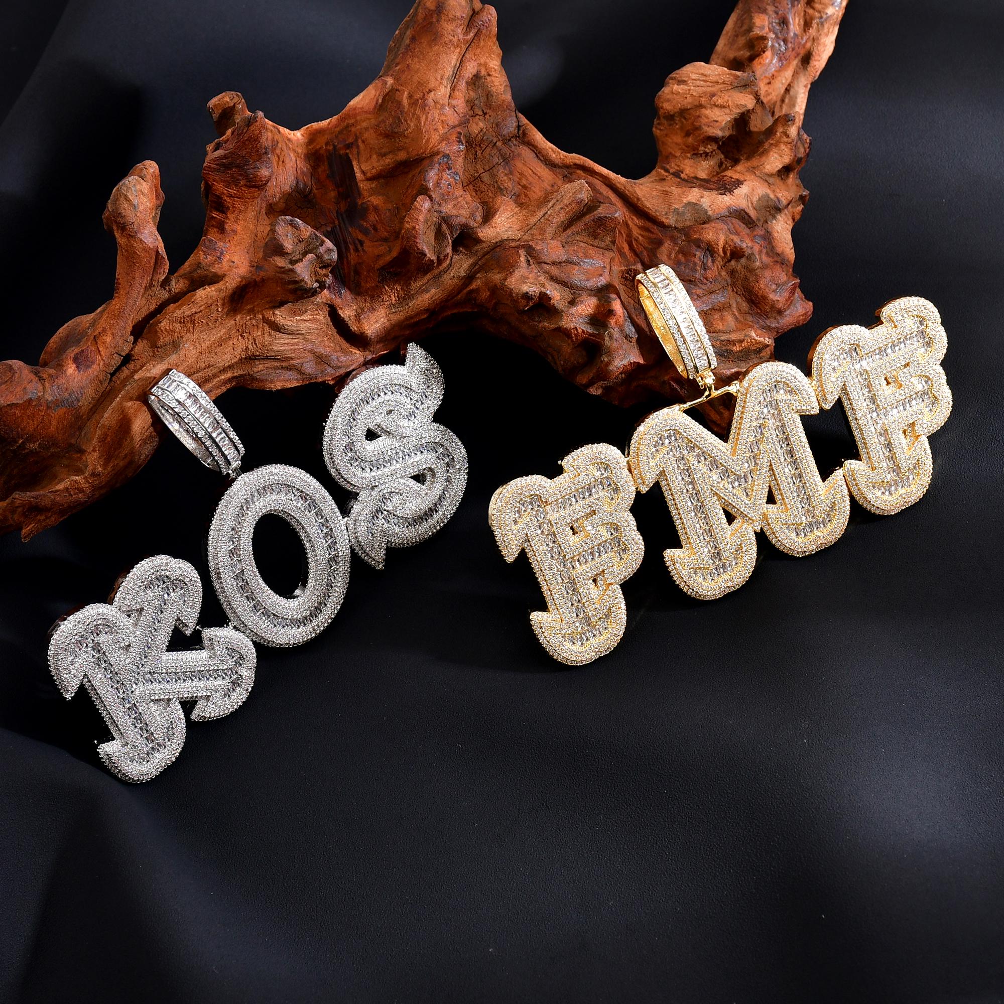 Rapper Chain Letters New Design of Baguette Letters Pendant With Cuban Chain, Custom Name ...