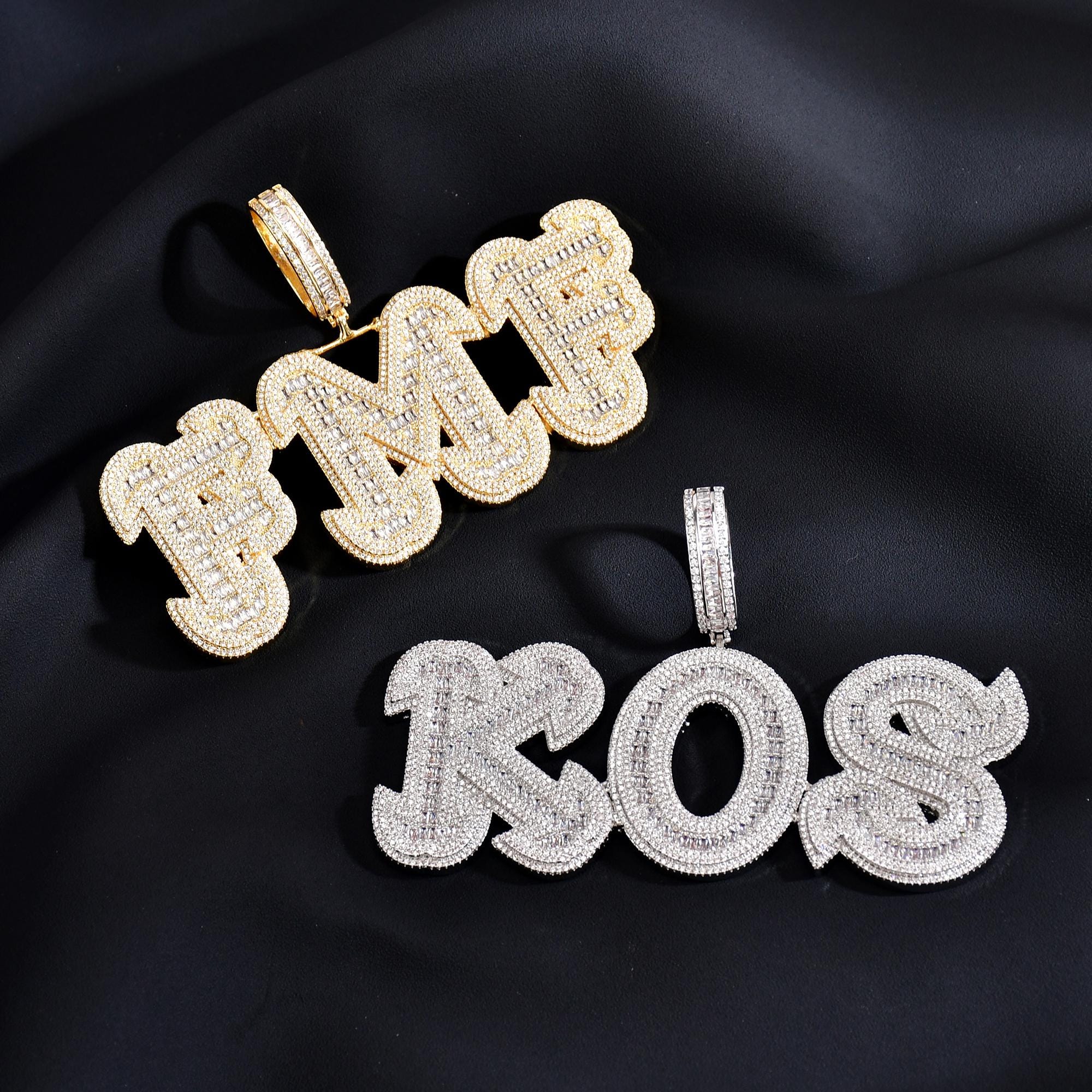 Rapper Chain Letters New Design of Baguette Letters Pendant With Cuban Chain, Custom Name ...