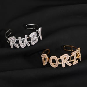 Brazalete personalizado con letras Icy Baguette, pulsera ajustable con nombre personalizado, nueva joya y accesorio popular para mujer, regalo para ella
