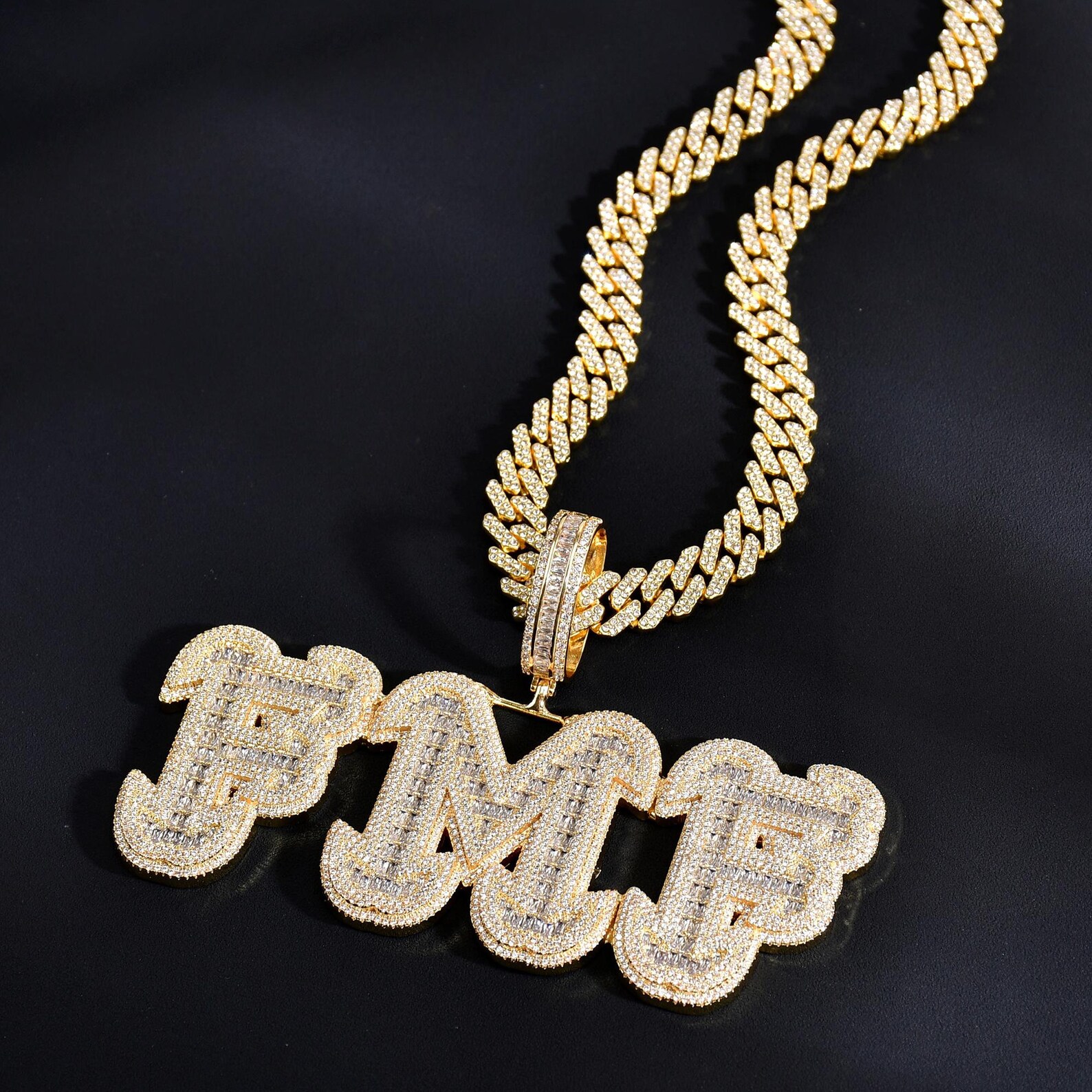 Rapper Chain Letters New Design of Baguette Letters Pendant With Cuban Chain, Custom Name ...