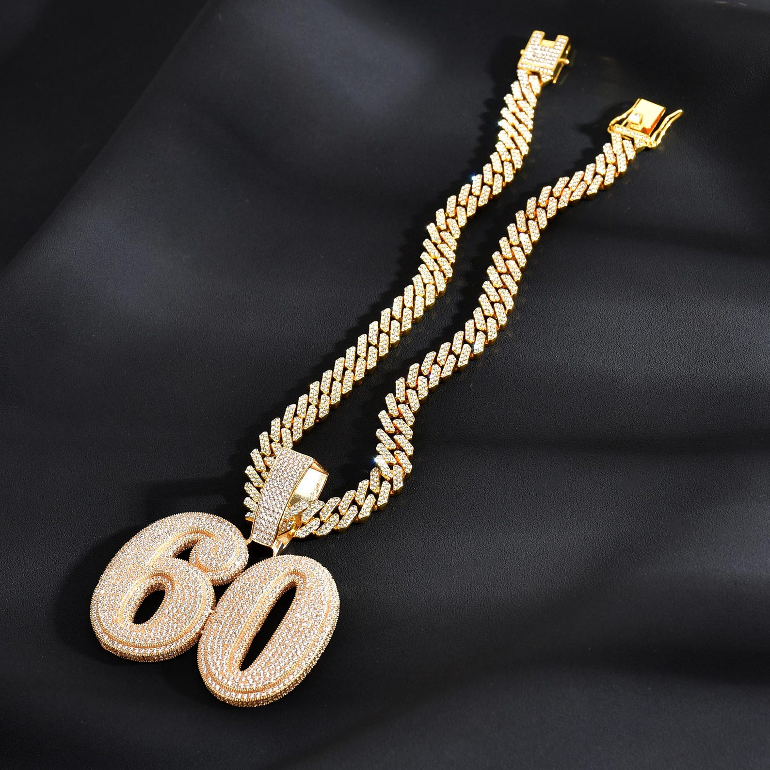 Rapper Pendant Numbers Micro Paved Custom Large Numbers Necklace, Iced Out CZ Diamond Numbers ...