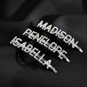 Pinzas para el cabello con letras o nombres personalizados, joyas y accesorios para el cabello para la fiesta de bodas, desfile de novias, regalos para damas de honor, horquilla francesa con palabra personalizada