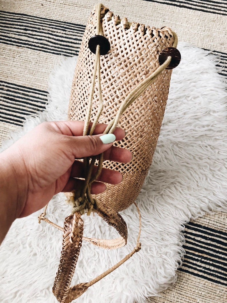 Bohemian Vintage Wicker Bag| wicker backpack Vintage Accesories | Boho Outfits