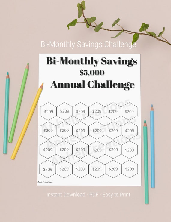 5k Bi-monthly Saving Challenge Template / PDF Planner/instant - Etsy