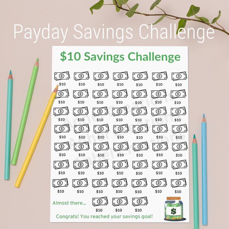 10 Dollar Savings Challenge Cash Stuffing Envelope Savings Etsy