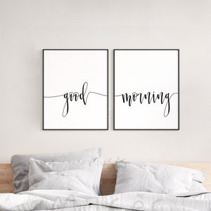 GOOD MORNING Set of 2 Quote Prints for Framing, Contemporary Family ...