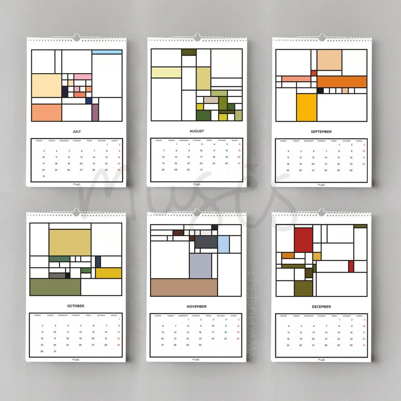 Large Wall Calendar 2023 Hanging Colorful Abstract Calendar Etsy