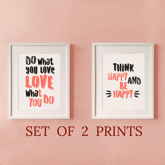 Set Of 2 Inspirational Quote Prints For Teenager Girl Room Wall Decoration Birthday Gift For Teen Girl Teen Bedroom Coral And Black Decor