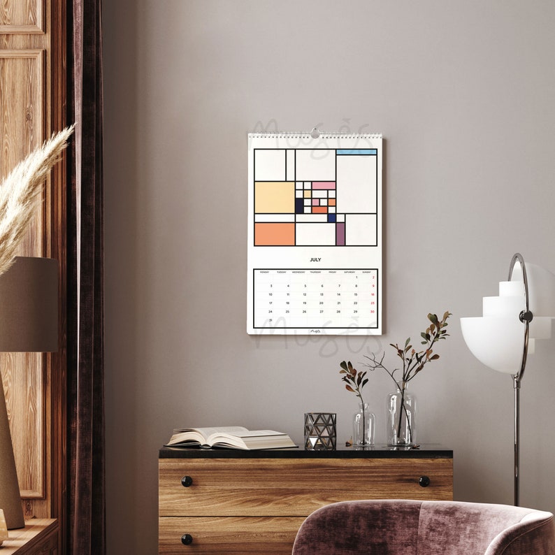 Large Wall Calendar 2023 Hanging Colorful Abstract Calendar Etsy