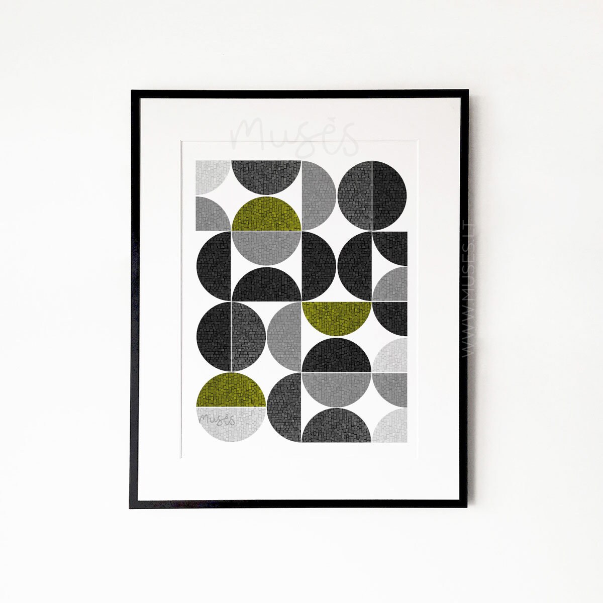 Green and Grey Abstract Geometric Shapes Print, Minimalist Hallway Wall Decor, Modern Wall