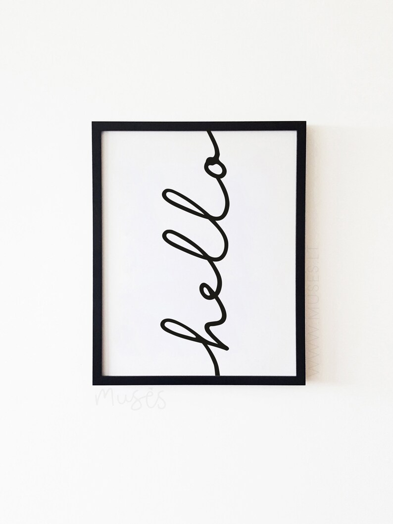 Hello Wall Art Entryway Decor Modern Scandinavian Etsy