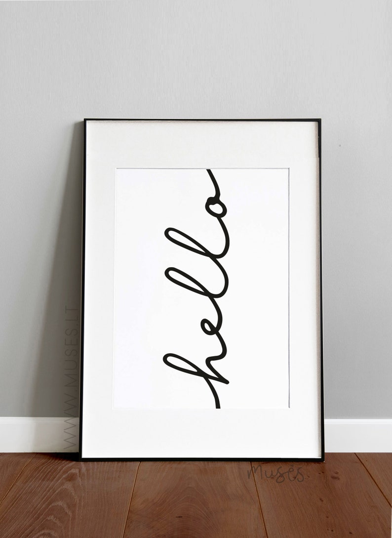 Hello Wall Art Entryway Decor Modern Scandinavian Etsy