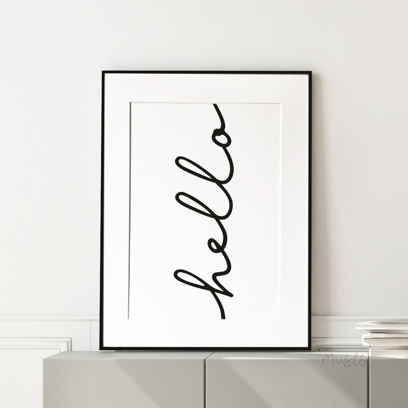 Hello Wall Art Entryway Decor Modern Scandinavian Etsy