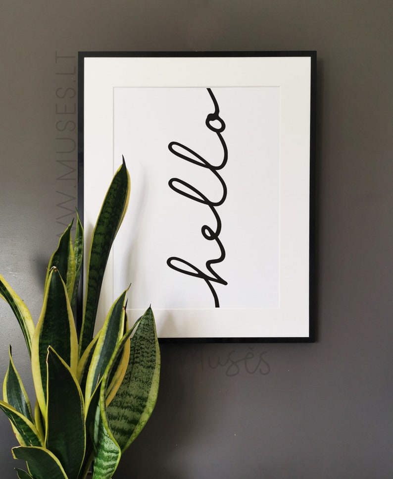 Hello Wall Art Entryway Decor Modern Scandinavian Etsy