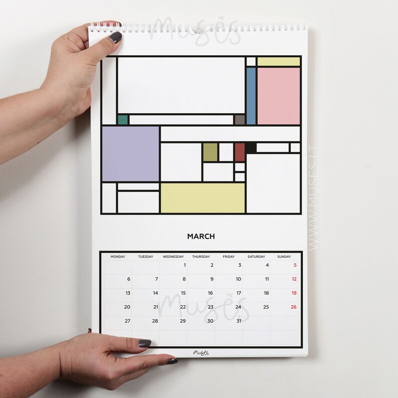 Large Wall Calendar 2023 Hanging Colorful Abstract Calendar Etsy