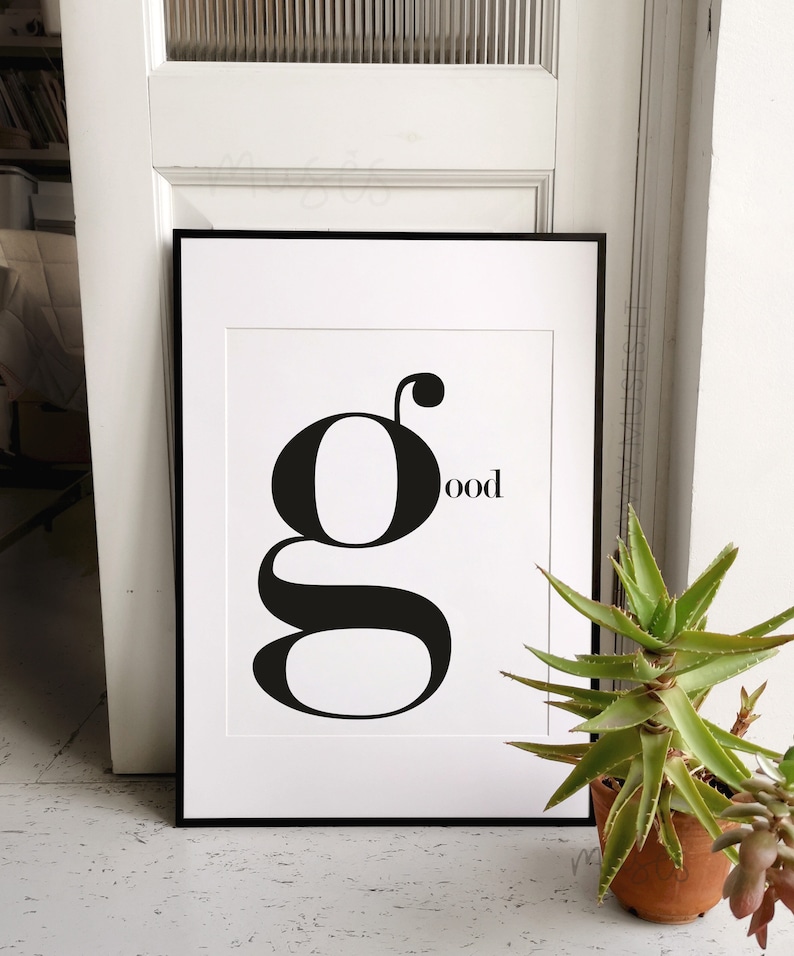 Good Monochrome Word Art Print Scandinavian Modern Etsy