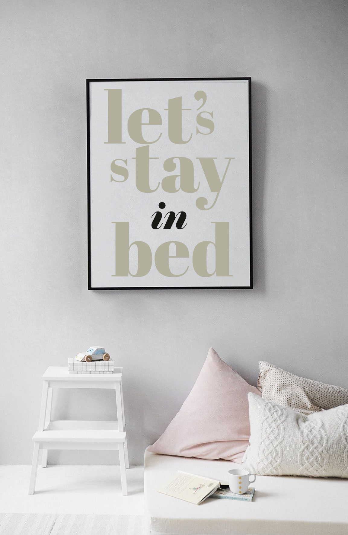 Let's Stay in Bed Quote Wall Art Couple Bedroom Decor Etsy