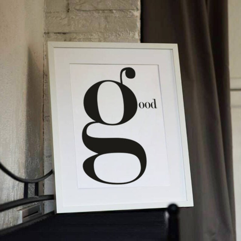 Good Monochrome Word Art Print Scandinavian Modern Etsy