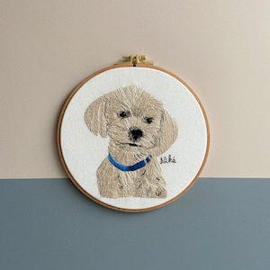 Custom per embroidery / hoop art / personalized gift / custom dog portrait image 1