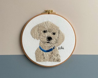 Custom per embroidery / hoop art / personalized gift / custom dog portrait