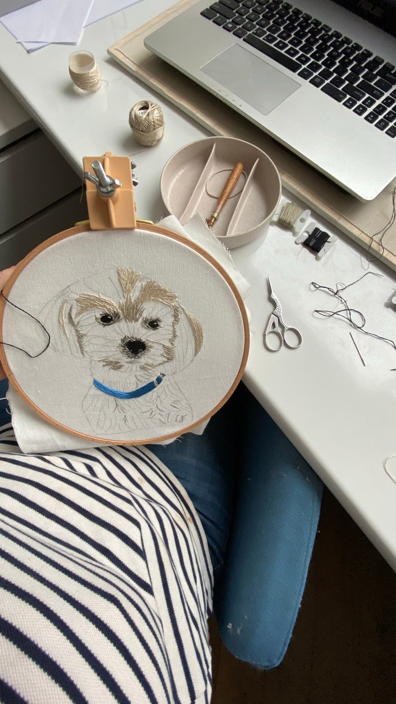 Custom per embroidery / hoop art / personalized gift / custom dog portrait image 5