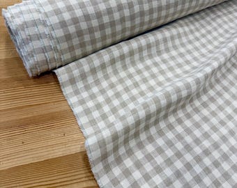 Checkered Linen Fabric Squares, , Stonewashed, Medium Weight Sold By The Yard Or Meter