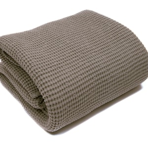 Waffle Linen Blanket, Linen Bed Cover, Linen Waffle Throw 205cm x 230 cm Linen Bedspread