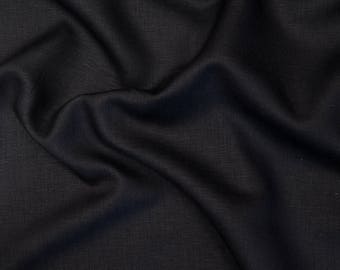 Black linen fabric stonewashed softened by the yard or meter, Oeko-Tex Certified