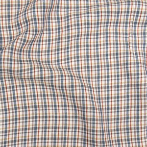 Linen Fabric Checkered, Stonewashed, Width 185 cm