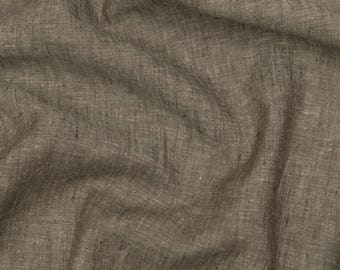 Linen Fabric Melange Brown, Stonewashed, 1 meter