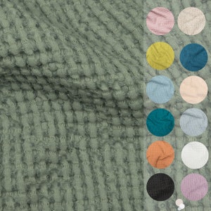 Extra Wide Linen Waffle Fabric Various Colors, Width 205 cm, Stonewashed By The Yard Or Meter