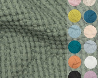 Extra Wide Linen Waffle Fabric: Stonewashed Linen-Cotton Blend, 205cm Width