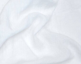 Linen Fabric Optic White: Medium Weight Stonewashed Linen - By The Yard/Meter