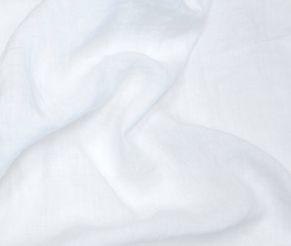 Linen Fabric Optic White, Linen Fabric Medium Weight  185g/m2stonewashed,soft White Linen Fabric, 1 Meter 