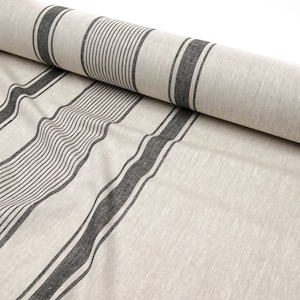 Linen Natural Fabric Striped Stonewashed Softened Sold By The Yard Or Meter Various Colors
