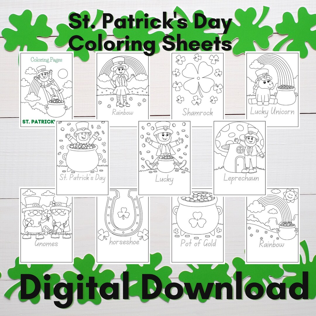 St Patrick's Day Coloring Sheets - Etsy