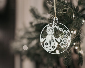 Hängedeko Christbaum Schmuck - personalisiert - Fensterdeko Weihnachten 10 cm Durchmesser Holz Plexiglas