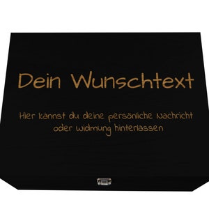 Holzkiste schwarz mit Deckel personalisierbar Wunschtext Holzbox mit Wunschgravur Personalisiertes Geschenk Geschenkbox & Aufbewahrungsbox Bild 4