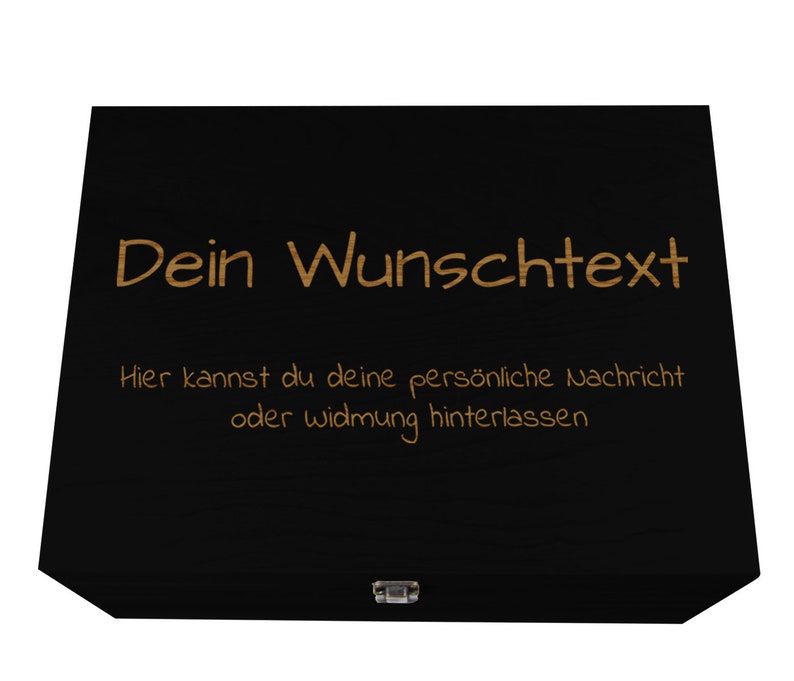 Holzkiste schwarz mit Deckel personalisierbar Wunschtext Holzbox mit Wunschgravur Personalisiertes Geschenk Geschenkbox & Aufbewahrungsbox Bild 4