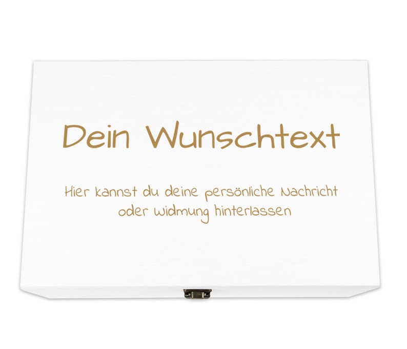 Holzkiste weiß personalisierbar mit Gravur Geschenkbox Personalisiertes Geschenk Holzbox Deckel Aufbewahrungsbox Wunschtext Bild 5