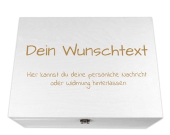 Holzkiste weiß personalisierbar mit Gravur Geschenkbox Personalisiertes Geschenk Holzbox Deckel Aufbewahrungsbox Wunschtext