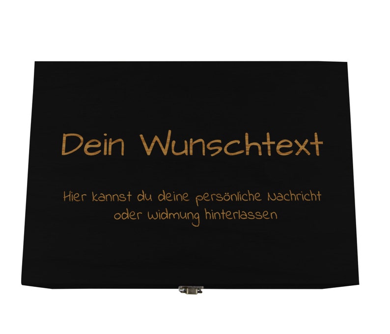 Holzkiste schwarz mit Deckel personalisierbar Wunschtext Holzbox mit Wunschgravur Personalisiertes Geschenk Geschenkbox & Aufbewahrungsbox Bild 6