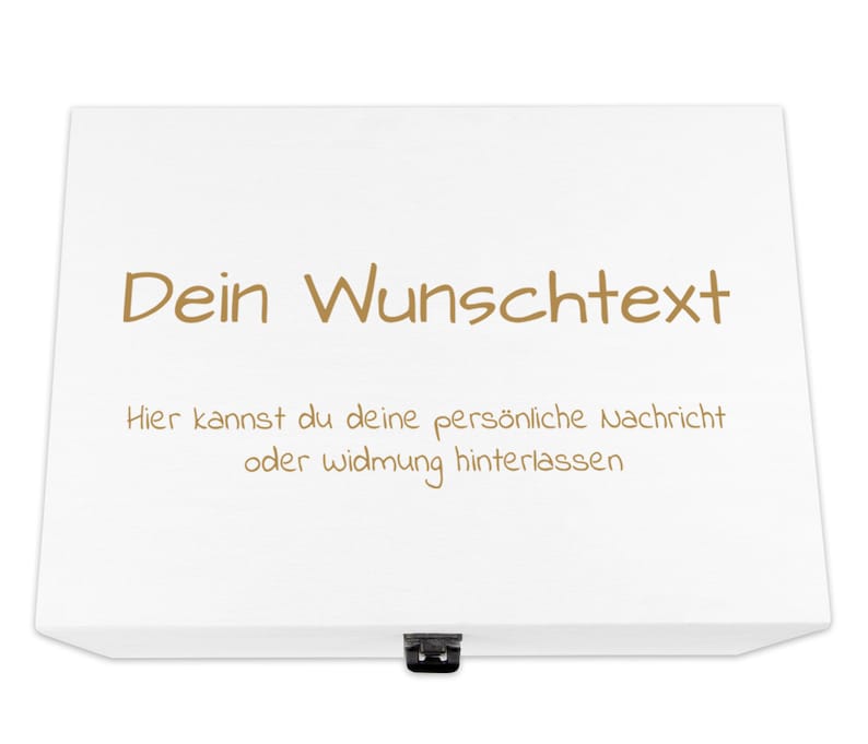 Holzkiste weiß personalisierbar mit Gravur Geschenkbox Personalisiertes Geschenk Holzbox Deckel Aufbewahrungsbox Wunschtext Bild 3