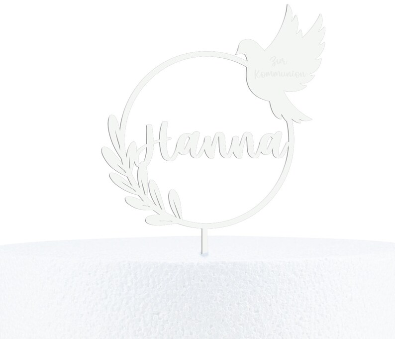 Cake Topper zur Taufe personalisiert mit Namen Kuchendeko Taube Tortenstecker Dekoaccessoire Kuchen Torte zur Taufe Kommunion Konfirmation Plexi Transparent