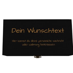 Holzkiste schwarz mit Deckel personalisierbar Wunschtext Holzbox mit Wunschgravur Personalisiertes Geschenk Geschenkbox & Aufbewahrungsbox Bild 10